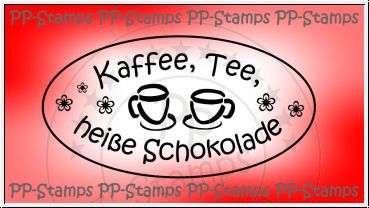 Kaffee, Tee, heiße Schokolade, Label oval