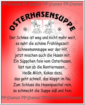 Osterhasensuppe, Spruch