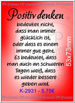 Positiv denken, Spruch