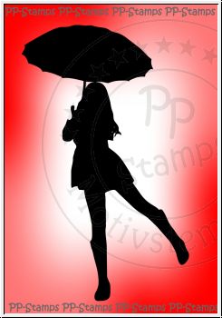 Frau mit Schirm, Silhouette
