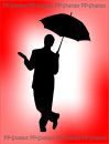 Mann mit Schirm, Silhouette